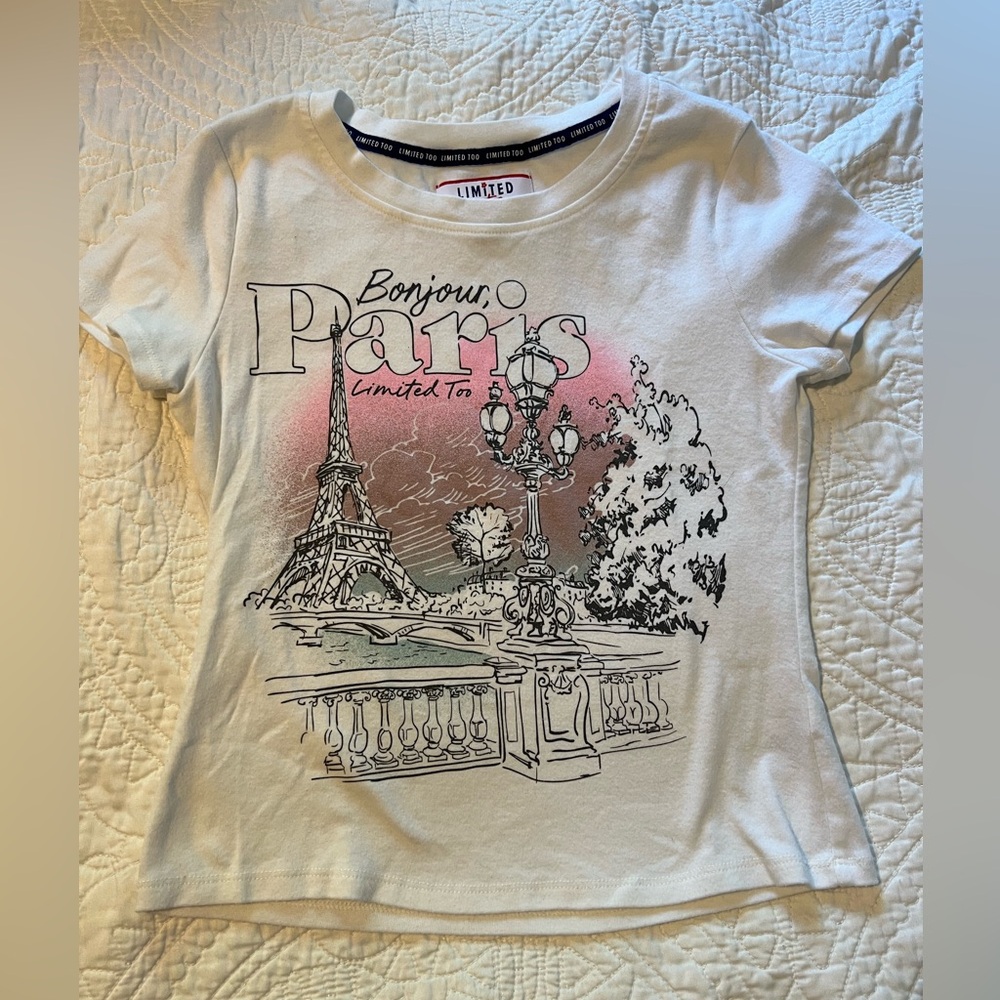 Limited Too Bonjour Paris Tee - White and Pink